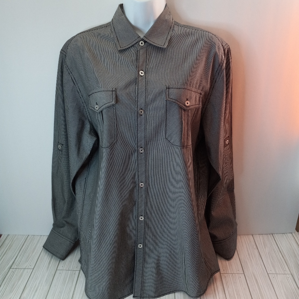 Michael Brandon Pinstripe Button Down Collar Shirt